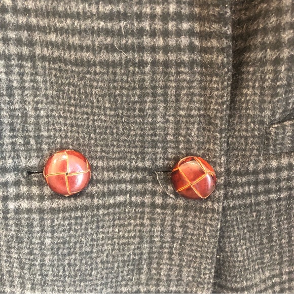 Ganni Woodside Checked Wool Blend Blazer Women’s Grey US 4 Jacket 2 Buttons - Picture 8 of 13